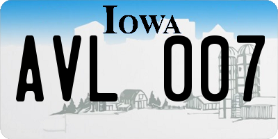 IA license plate AVL007