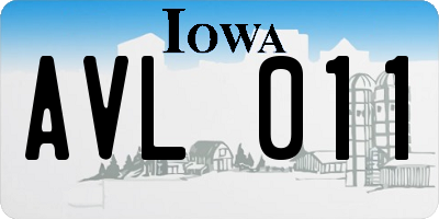 IA license plate AVL011