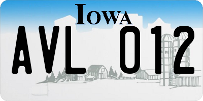 IA license plate AVL012