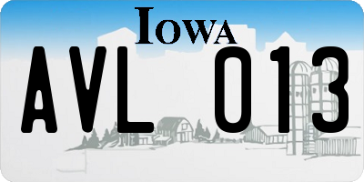 IA license plate AVL013