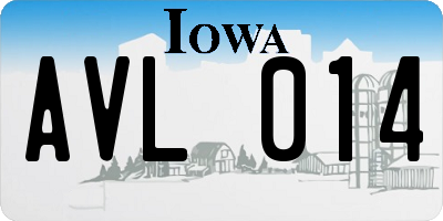 IA license plate AVL014