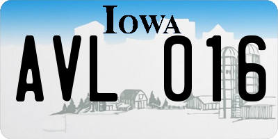 IA license plate AVL016