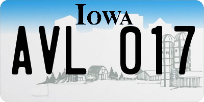 IA license plate AVL017