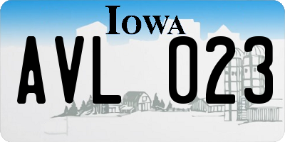 IA license plate AVL023