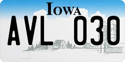 IA license plate AVL030