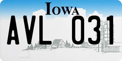 IA license plate AVL031