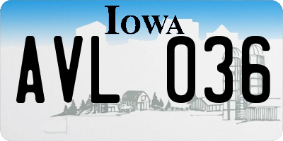 IA license plate AVL036