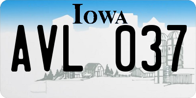 IA license plate AVL037