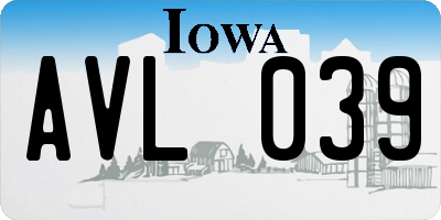 IA license plate AVL039
