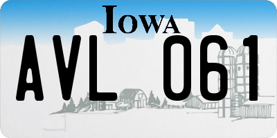 IA license plate AVL061