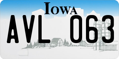 IA license plate AVL063