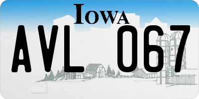 IA license plate AVL067