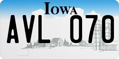 IA license plate AVL070