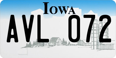 IA license plate AVL072