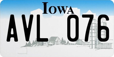 IA license plate AVL076