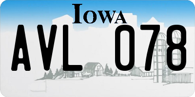IA license plate AVL078