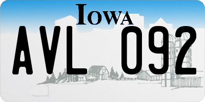 IA license plate AVL092