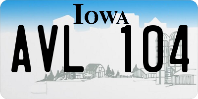 IA license plate AVL104