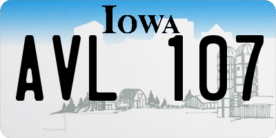 IA license plate AVL107