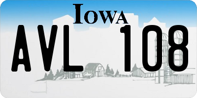 IA license plate AVL108