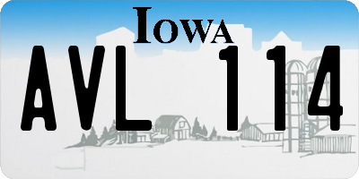 IA license plate AVL114