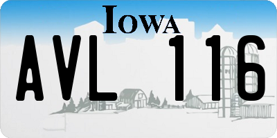 IA license plate AVL116