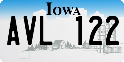 IA license plate AVL122