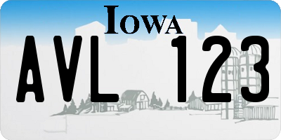 IA license plate AVL123