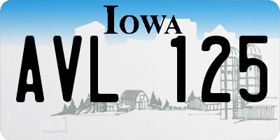 IA license plate AVL125