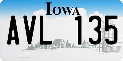 IA license plate AVL135