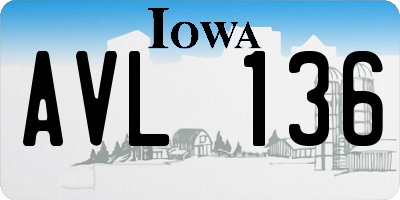 IA license plate AVL136