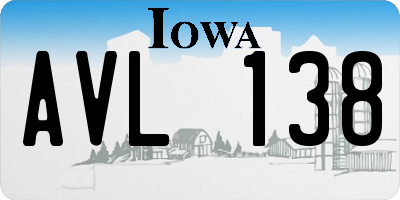 IA license plate AVL138