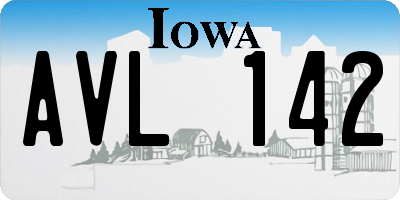 IA license plate AVL142