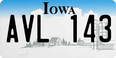 IA license plate AVL143