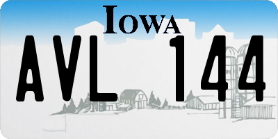 IA license plate AVL144
