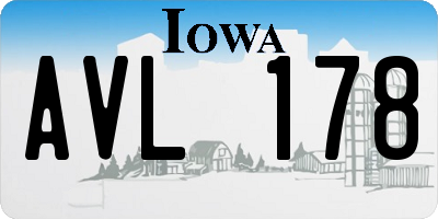 IA license plate AVL178