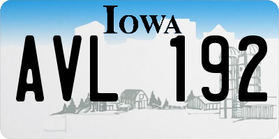 IA license plate AVL192