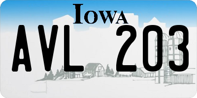 IA license plate AVL203