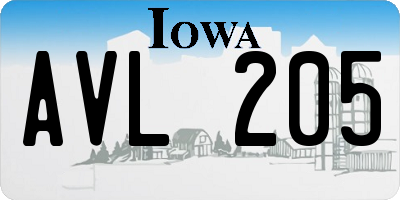 IA license plate AVL205