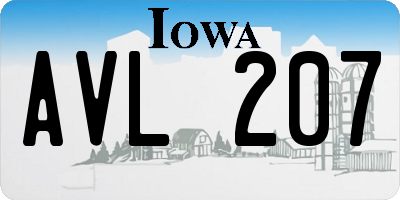IA license plate AVL207