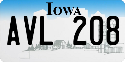 IA license plate AVL208