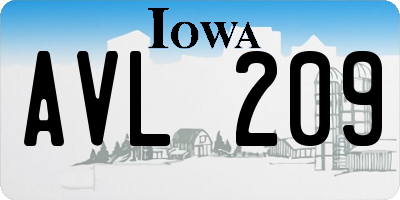 IA license plate AVL209