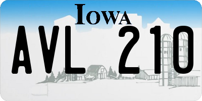 IA license plate AVL210