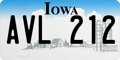 IA license plate AVL212