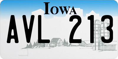 IA license plate AVL213