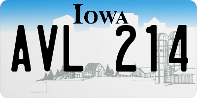 IA license plate AVL214