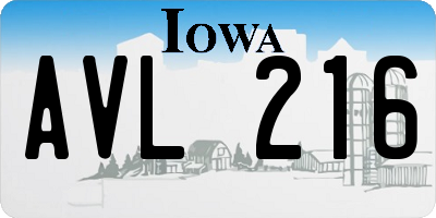 IA license plate AVL216