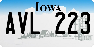 IA license plate AVL223