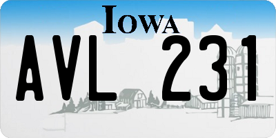IA license plate AVL231