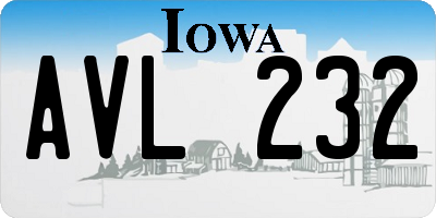 IA license plate AVL232